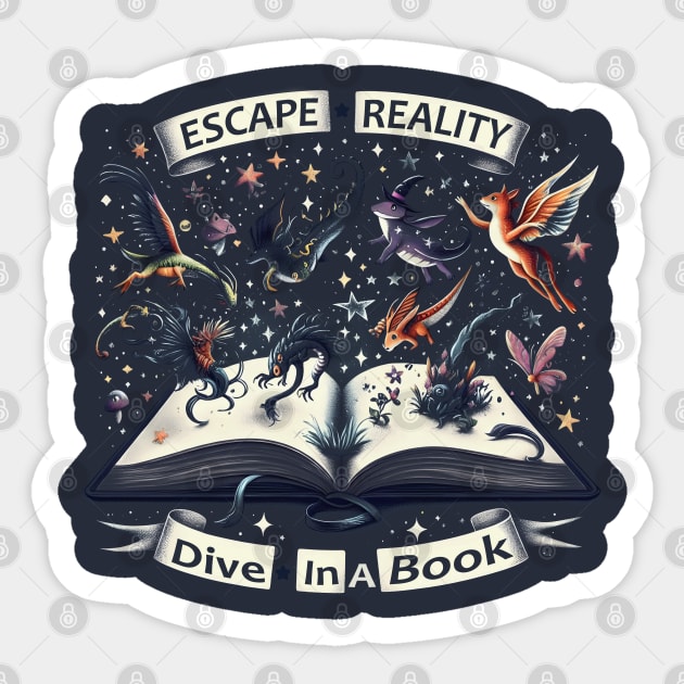 Escape Reality Dive In A Book Sticker by MakerMind8.2